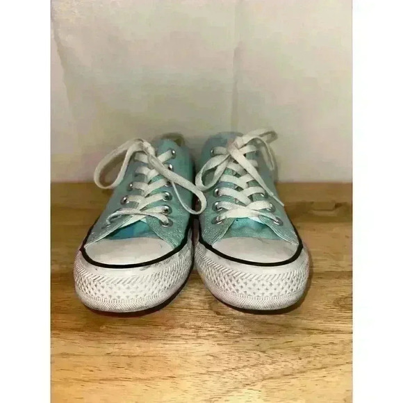 Converse All Star Low Top Tennis Shoes in Mint Green/Teal Blue - Mens 5 Ladies 7 - Picture 3 of 9